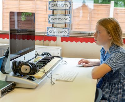 Rookwood private lower school student working at a computer